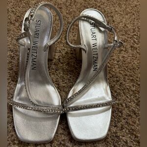Stuart Weitzman Soiree Crystal Block Sandals Size 8.5